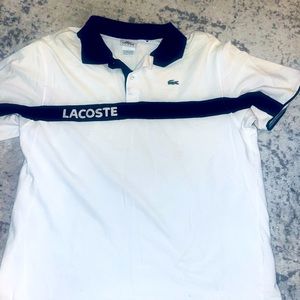 - Mens Lacoste Polo Shirt Size 7(L) white and black